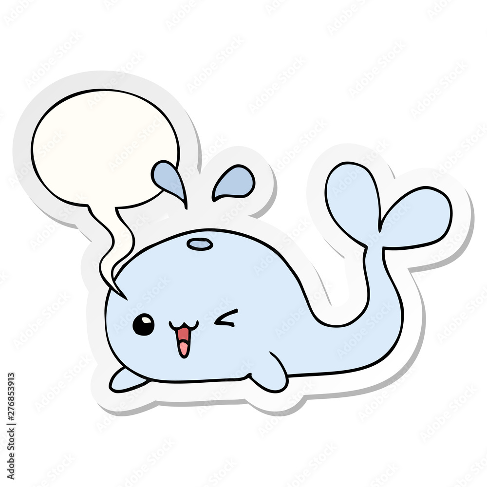 cartoon whale and speech bubble sticker cartoon whale and speech bubble sticker