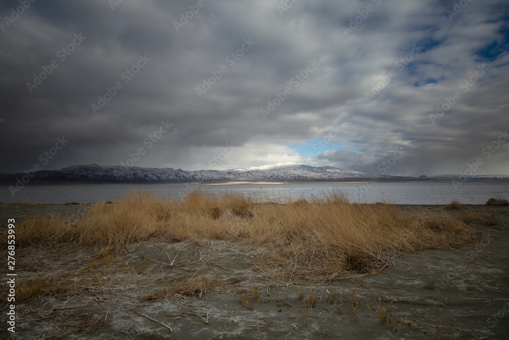 Walker Lake in Nevada on a windy overcast morning