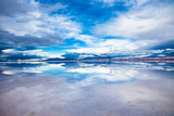 Clouds reflected in the water of the Salar de Uyuni, Bolivia