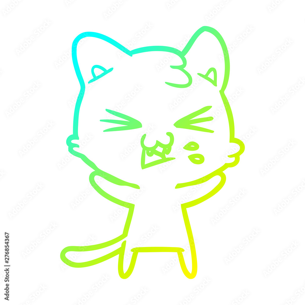 cold gradient line drawing cartoon cat hissing cold gradient line drawing cartoon cat hissing