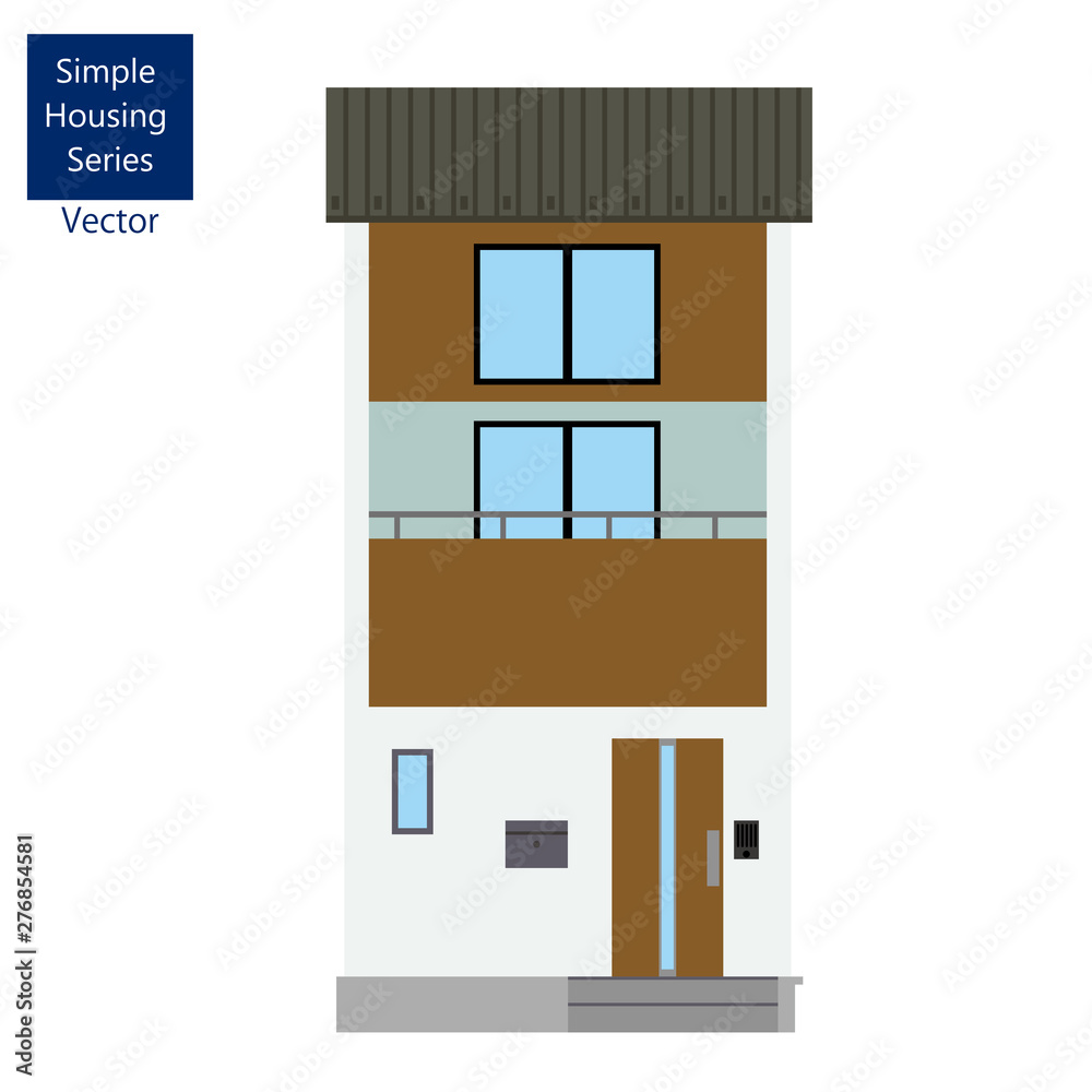 一戸建て 一軒家のイラスト 狭小三階建て マイホーム 木造住宅 シンプルな家のイラスト アイコン Stock Vector Adobe Stock