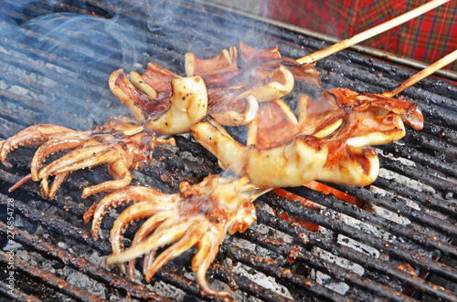 Grilled squid is a popular street food in Taiwan 