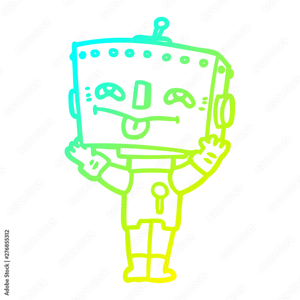 cold gradient line drawing cartoon robot cold gradient line drawing cartoon robot
