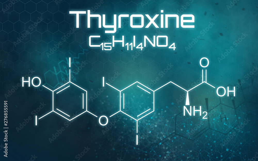 Fototapeta premium Chemical formula of Thyroxine on a futuristic background