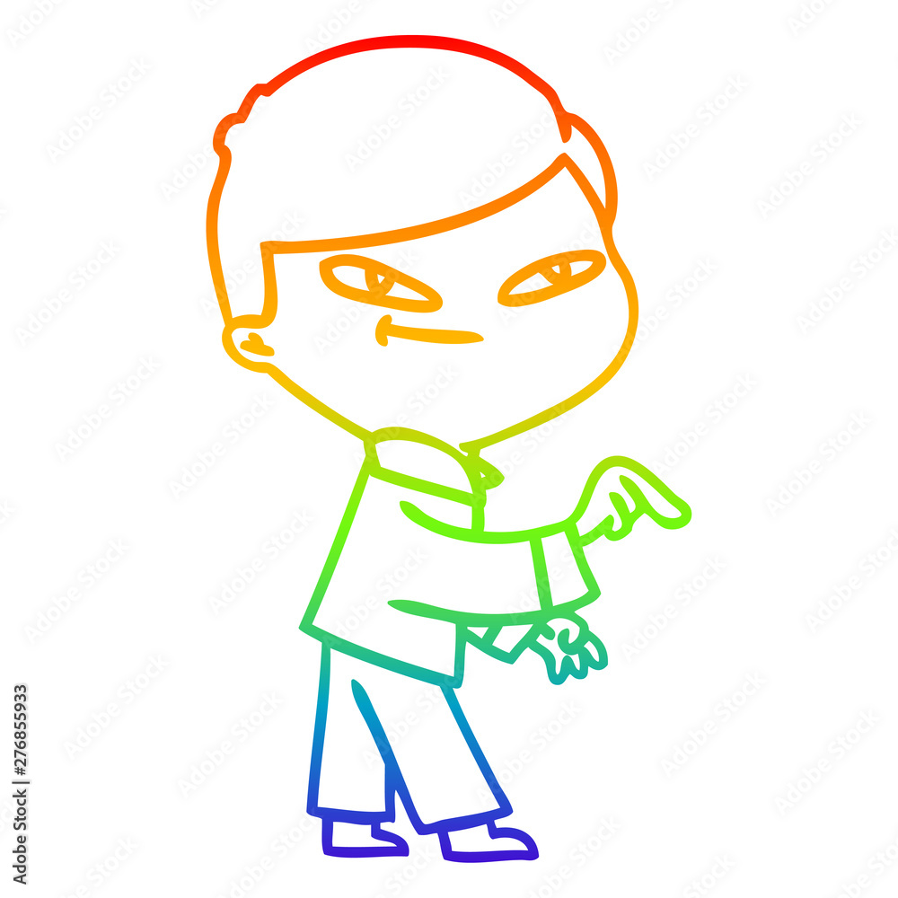 rainbow gradient line drawing cartoon pointing man rainbow gradient line drawing cartoon pointing man