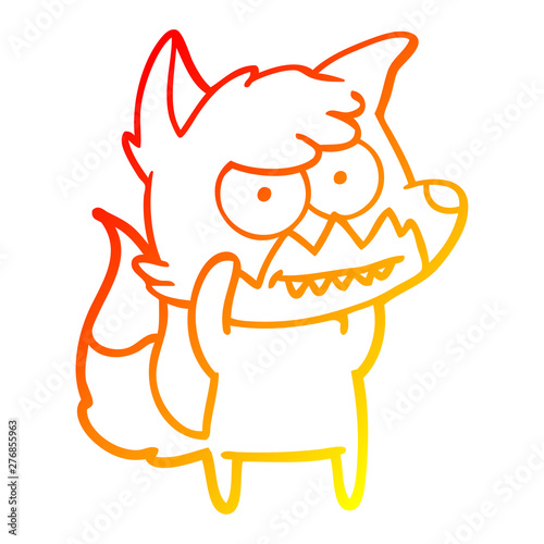 warm gradient line drawing cartoon grinning fox