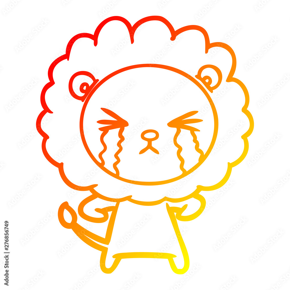 warm gradient line drawing cartoon crying lion warm gradient line drawing cartoon crying lion