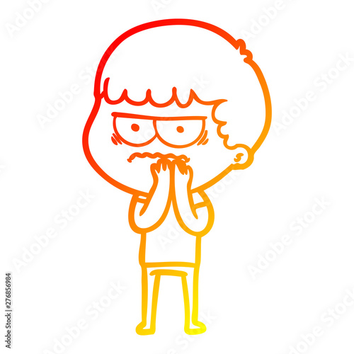 warm gradient line drawing cartoon annoyed man