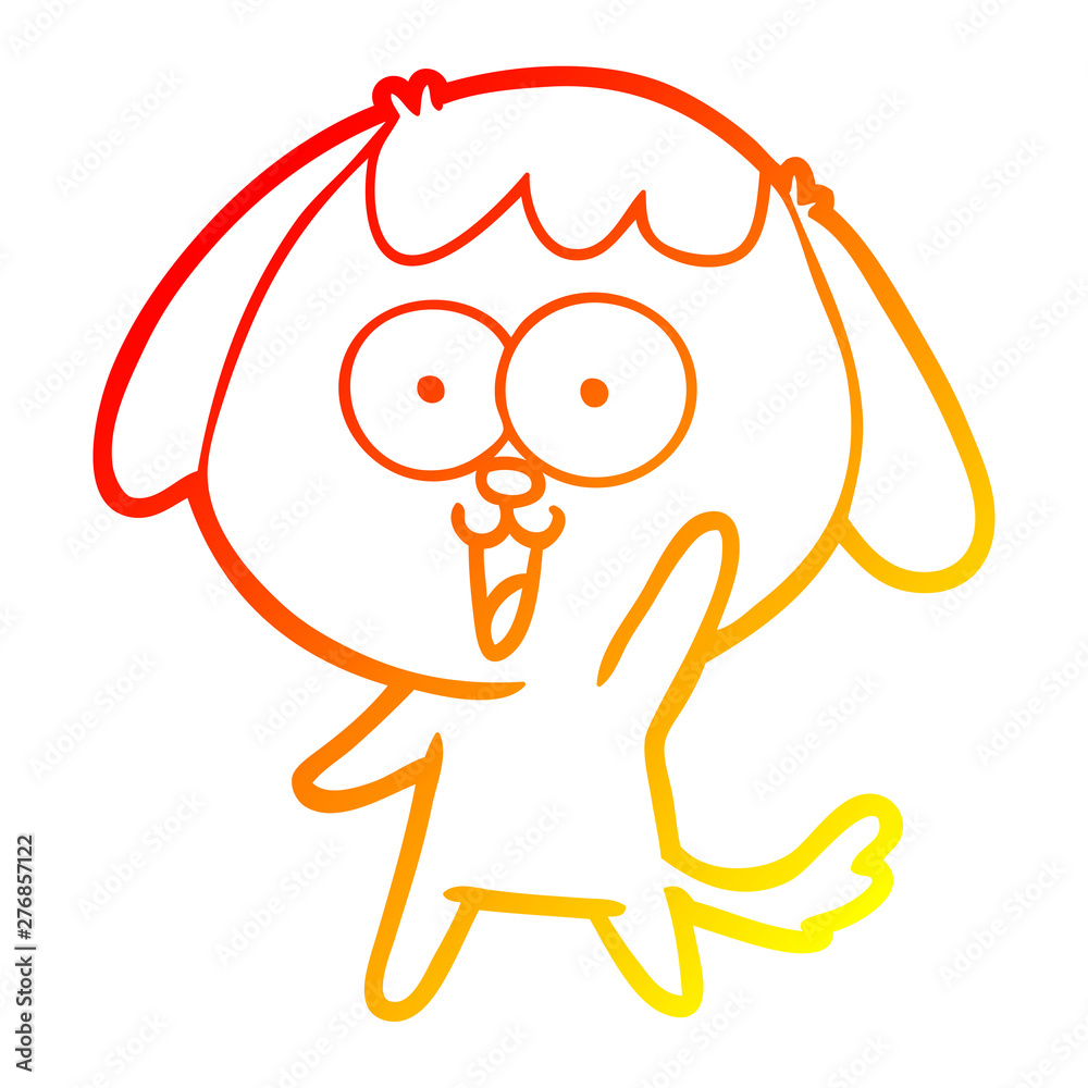 Obraz premium warm gradient line drawing cute cartoon dog