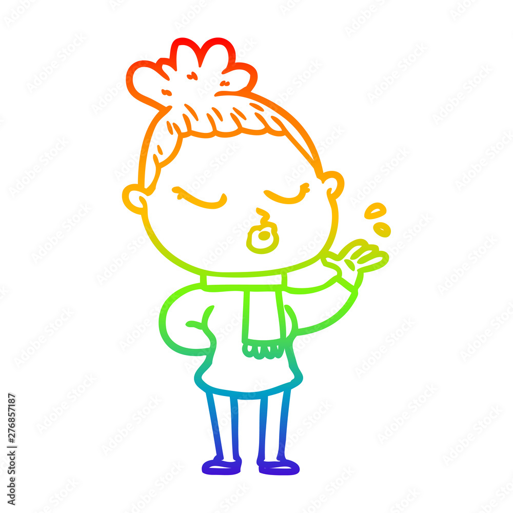 rainbow gradient line drawing cartoon calm woman rainbow gradient line drawing cartoon calm woman