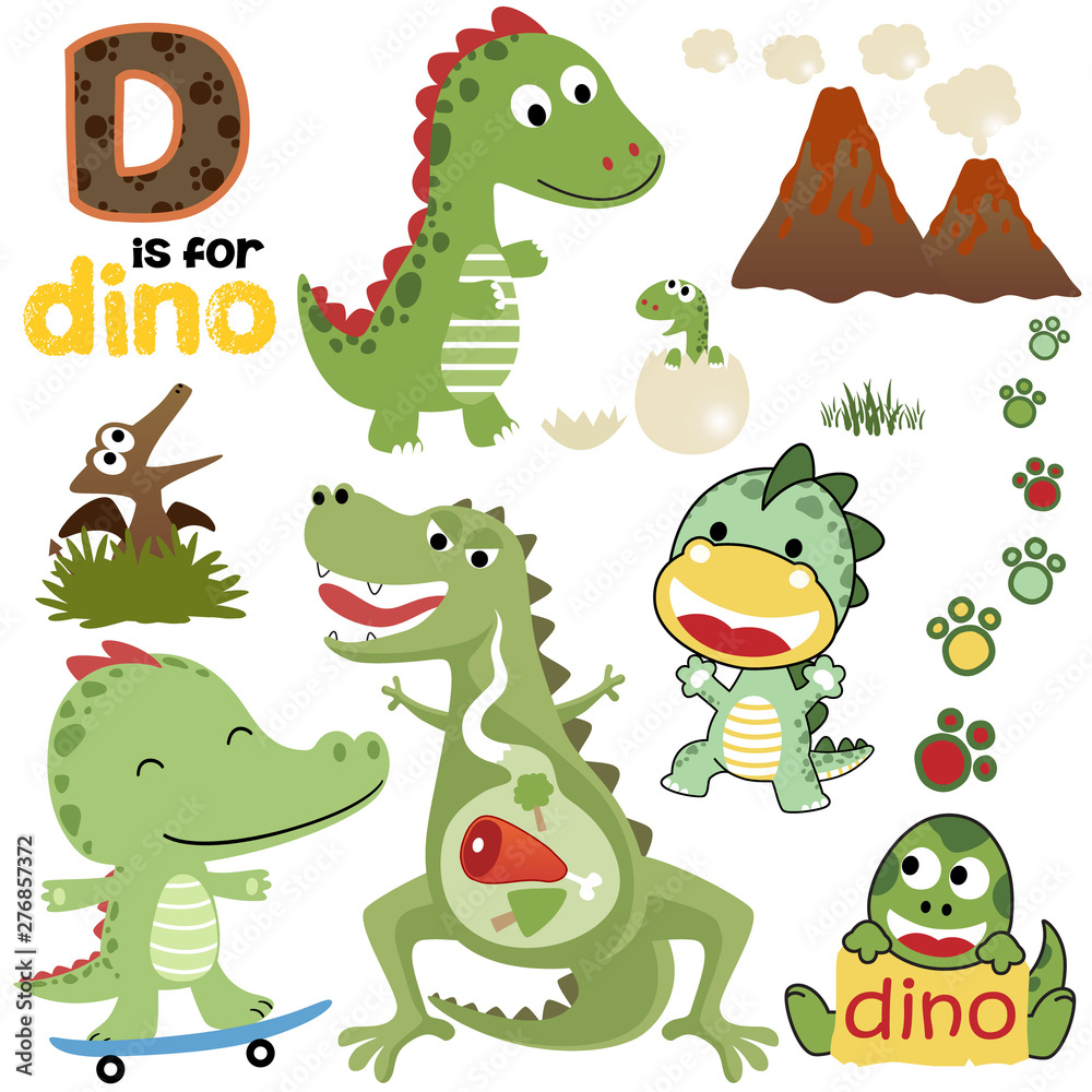 Fototapeta premium Vector set of dinosaurs cartoon