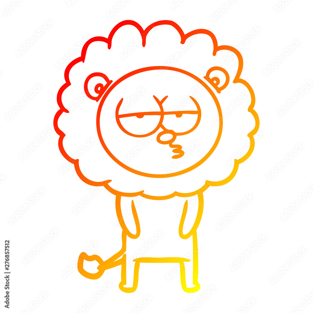 warm gradient line drawing cartoon tired lion warm gradient line drawing cartoon tired lion