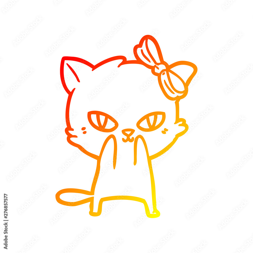 warm gradient line drawing cute cartoon cat warm gradient line drawing cute cartoon cat