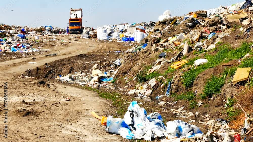 City Garbage Dump / Disposal of garbage on the city landfill and people