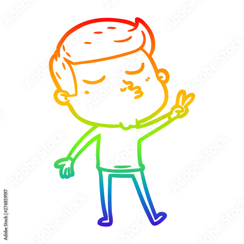 rainbow gradient line drawing cartoon model guy pouting