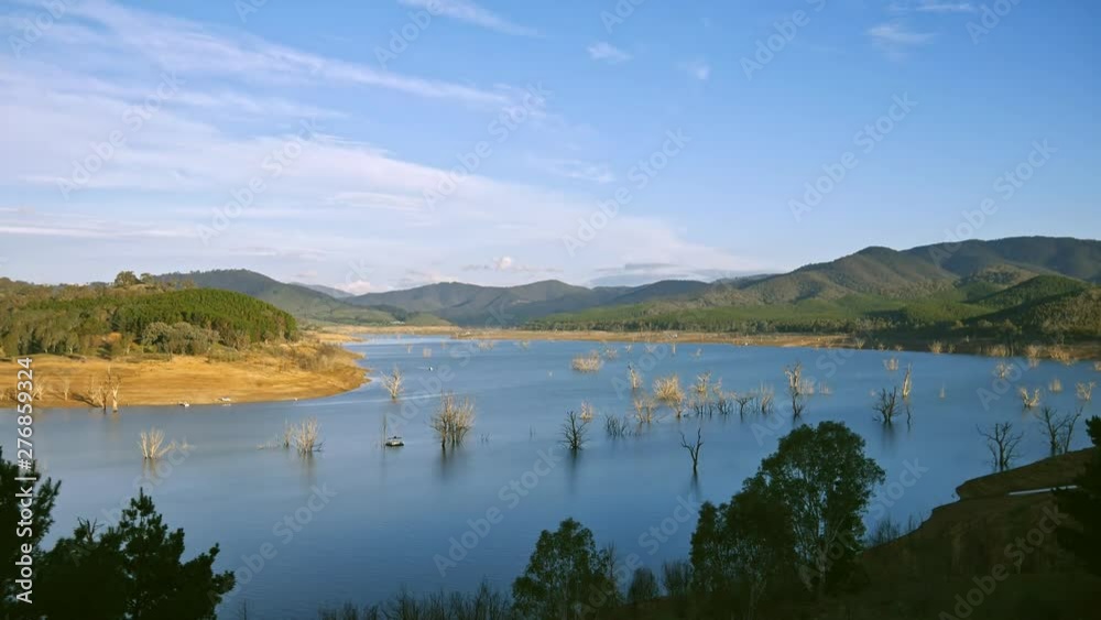 Timelapse in afternoon over Lake Eildon near Mansfield, Victoria, Australia, June 2019. Timelapse in afternoon over Lake Eildon near Mansfield, Victoria, Australia, June 2019.