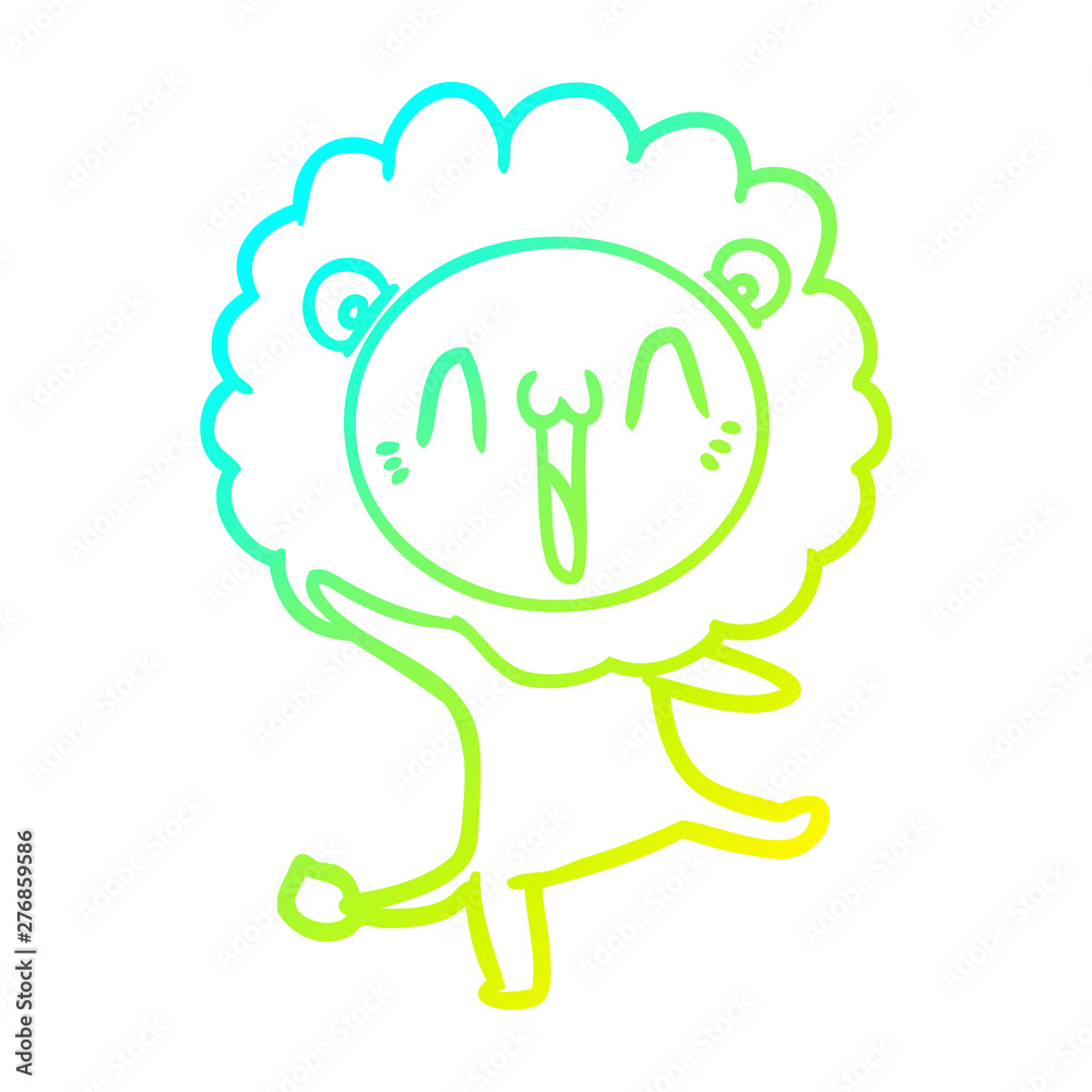 cold gradient line drawing happy cartoon lion cold gradient line drawing happy cartoon lion