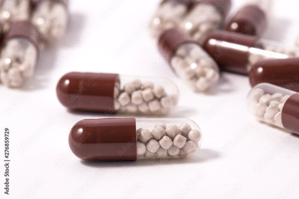 pills on white background pills on white background