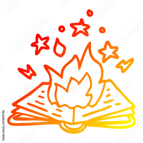 warm gradient line drawing cartoon spell book