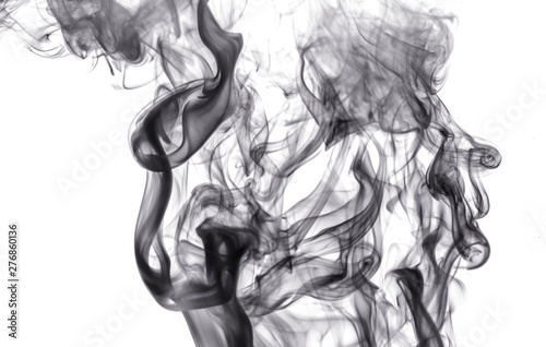 Black smoke on white background