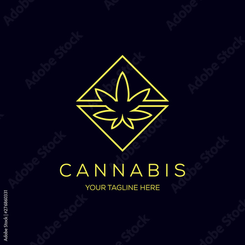 cannabis line art logo icon vector illustration