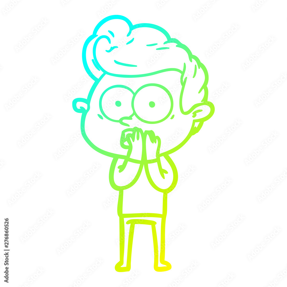 Obraz premium cold gradient line drawing cartoon staring man
