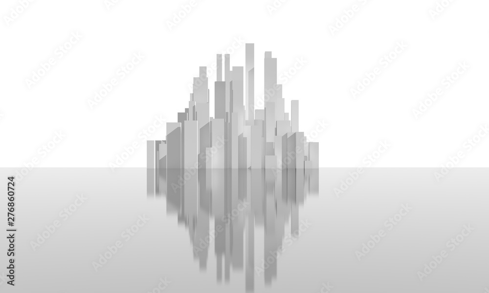 Abstract white city block 3d