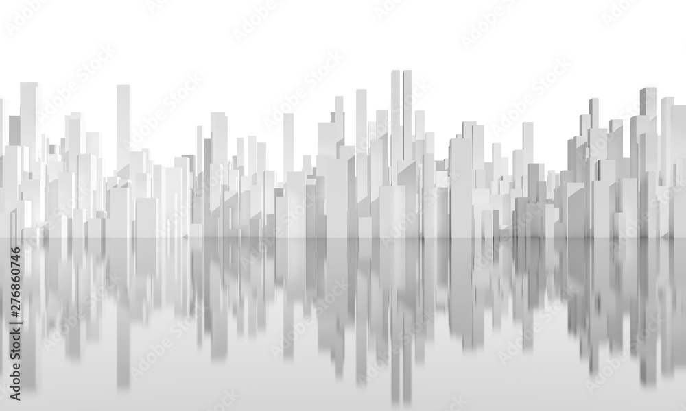 Abstract 3d white city skyline