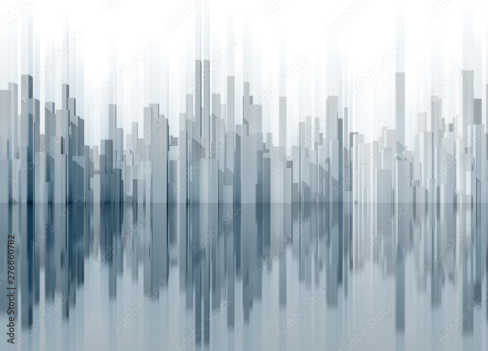 Abstract digital city skyline 3d