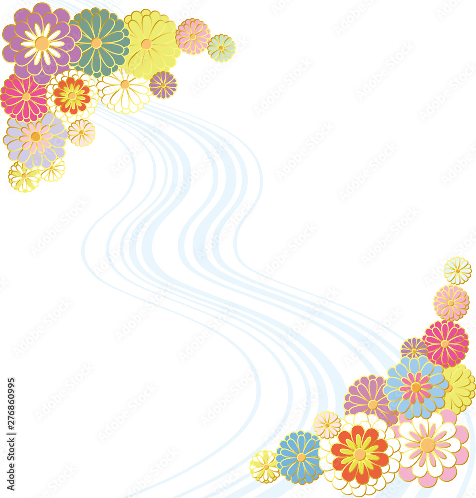 和風の菊と流水模様 ベクター背景素材 Stock Vector Adobe Stock 和風の菊と流水模様 ベクター背景素材 Stock Vector Adobe Stock