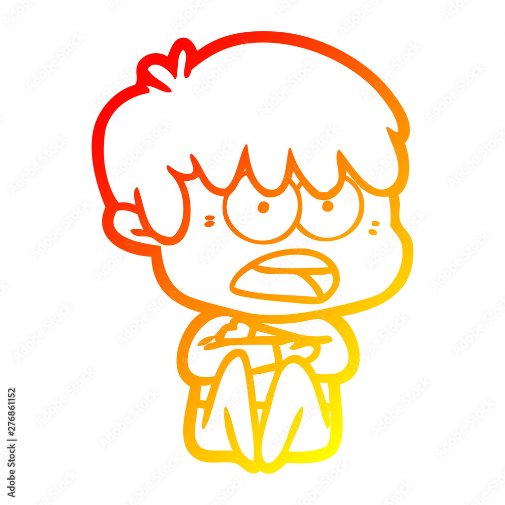 warm gradient line drawing worried cartoon boy warm gradient line drawing worried cartoon boy