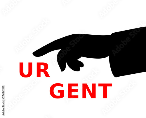Pointing finger at text urgent