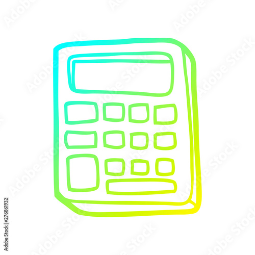 cold gradient line drawing cartoon calculator
