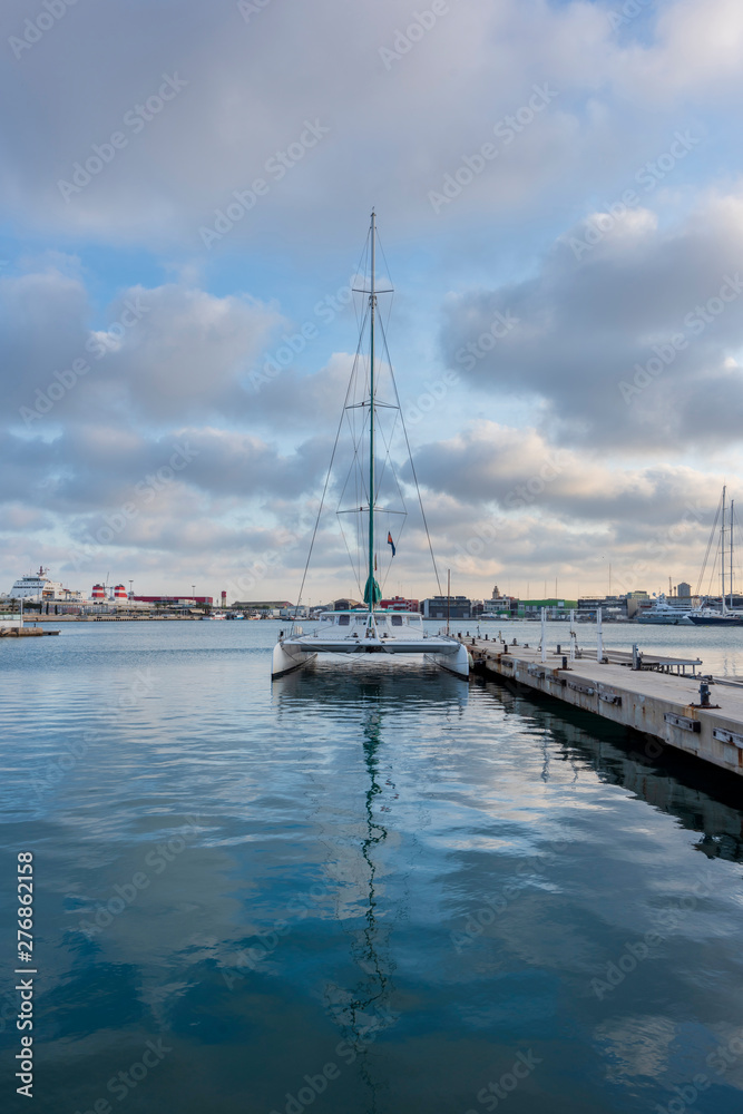 Sailing boat in the port of Valencia, Spain