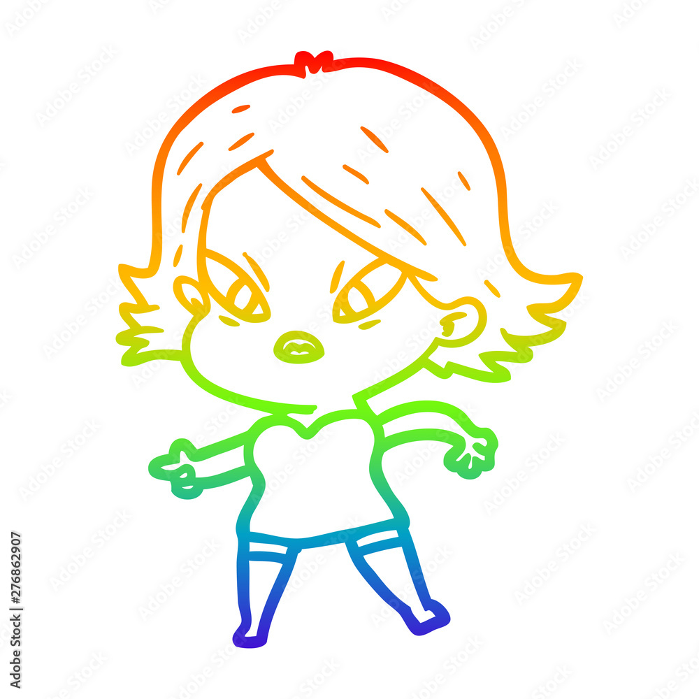 rainbow gradient line drawing cartoon stressed woman rainbow gradient line drawing cartoon stressed woman