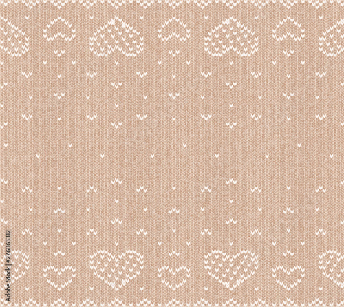knitted heart, seamless vector pattern, Wallpaper, background. the heart is a symbol of love, a holiday for lovers. background for design, advertising, decoration. vector illustration.
