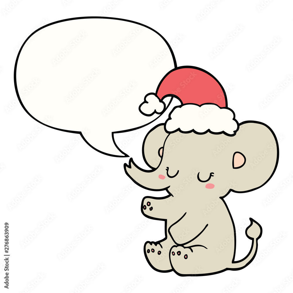 cute christmas elephant and speech bubble cute christmas elephant and speech bubble