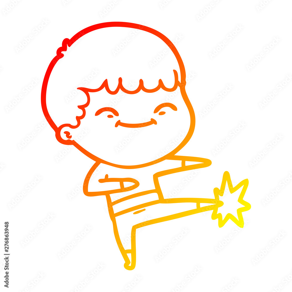 Obraz premium warm gradient line drawing cartoon happy boy