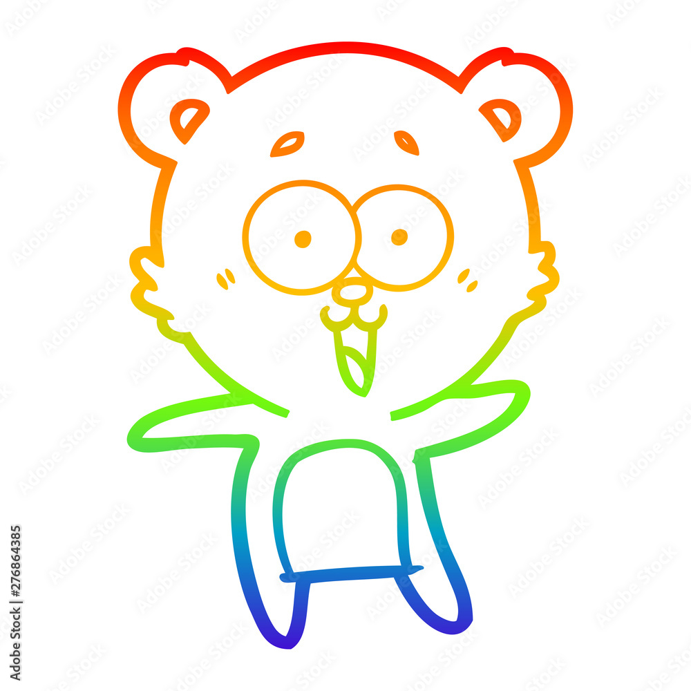 Obraz premium rainbow gradient line drawing laughing teddy bear cartoon