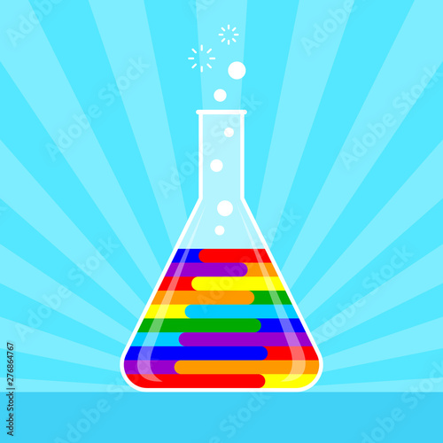 Big bottle with rainbow liquid inside