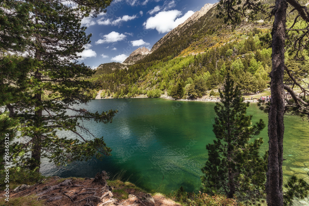 The beautiful Aiguestortes i Estany de Sant Maurici National Park of the Spanish Pyrenees mountain in Catalonia
