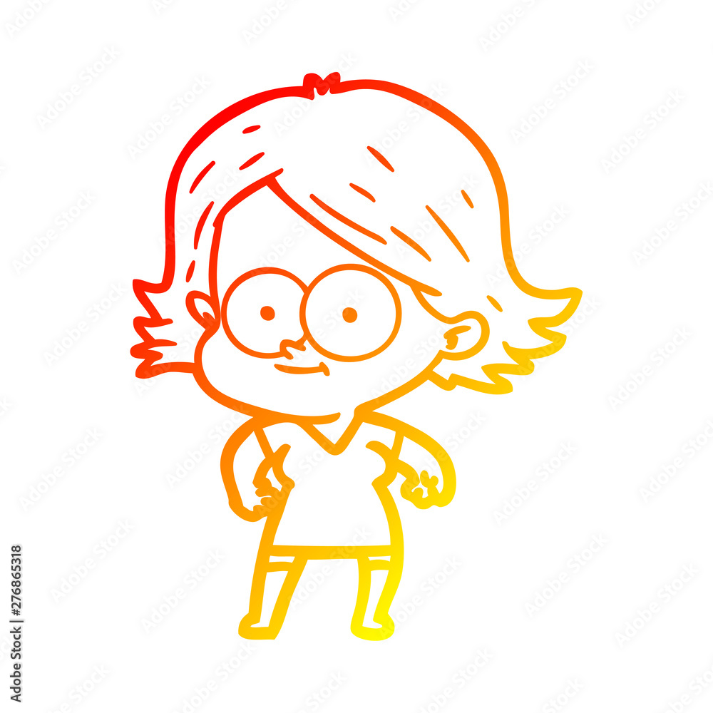 warm gradient line drawing happy cartoon girl warm gradient line drawing happy cartoon girl