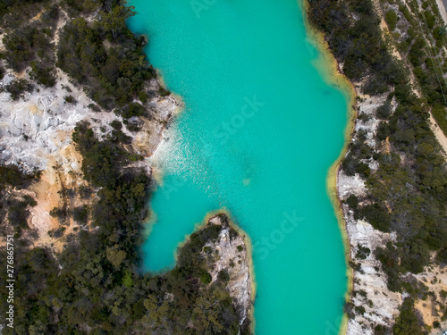 Aerial of Little Blue Lake in Mount Cameron, Tasmania, Australia 