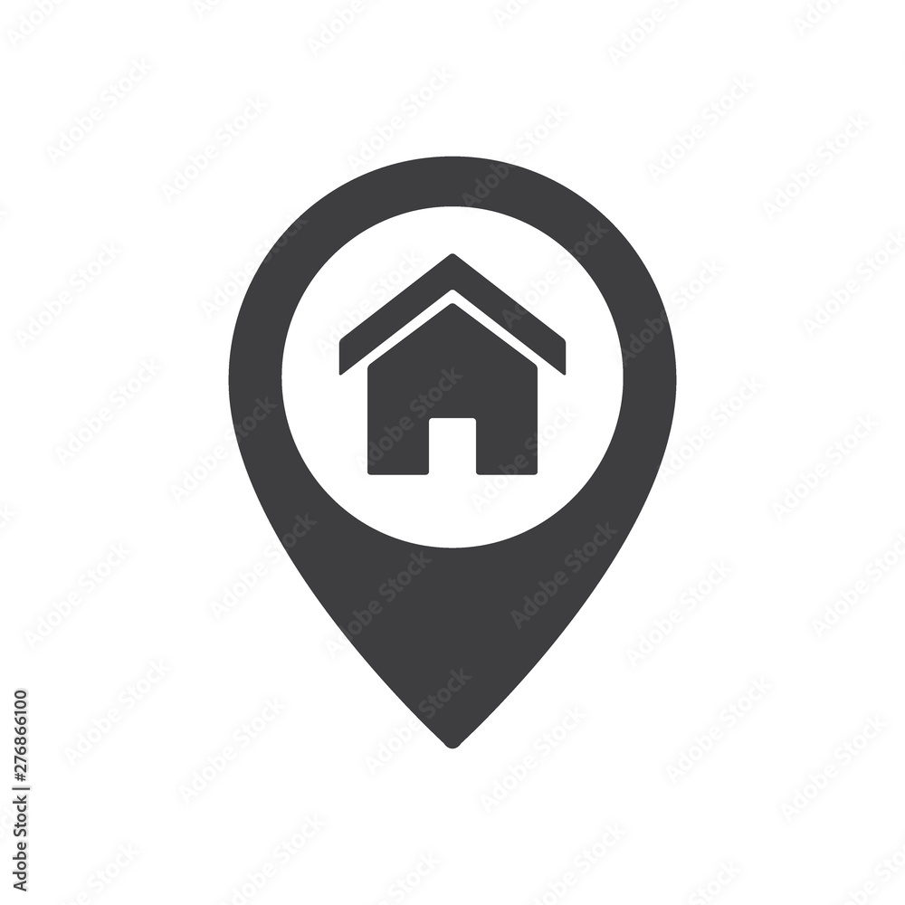 Home point location sign. House map pointer icon