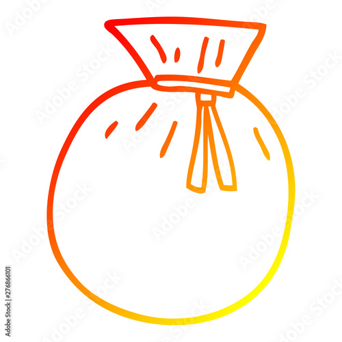 warm gradient line drawing cartoon tied sack