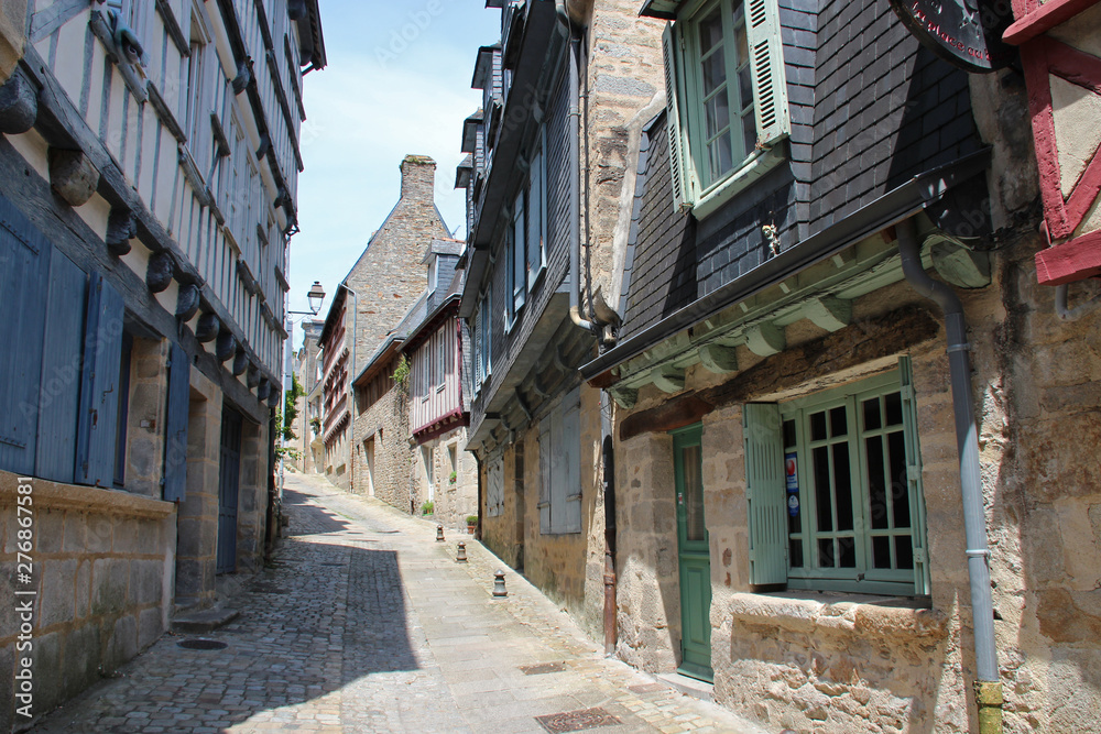 street and buildings (houses) in quimper (brittany - france) 