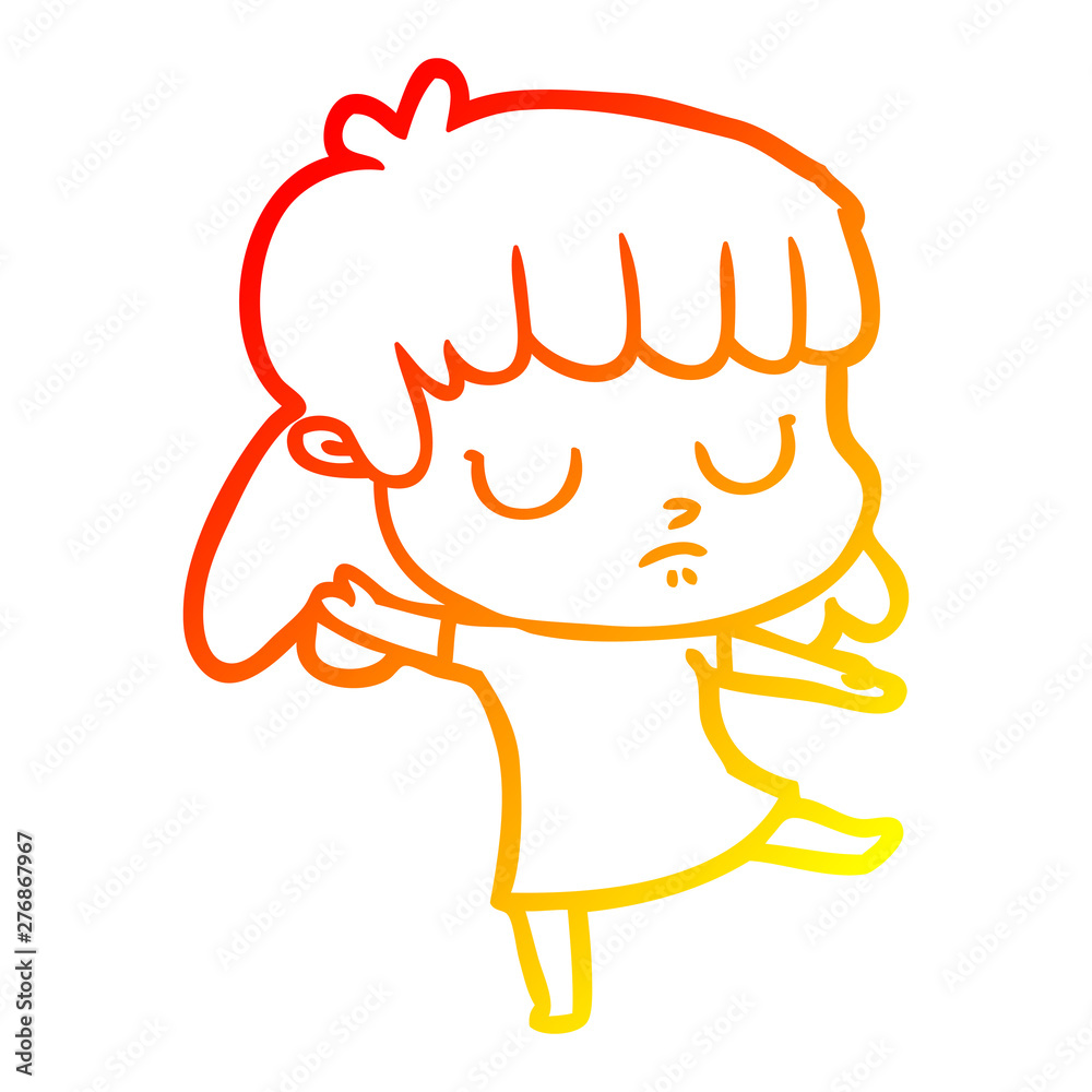 warm gradient line drawing cartoon indifferent woman dancing warm gradient line drawing cartoon indifferent woman dancing