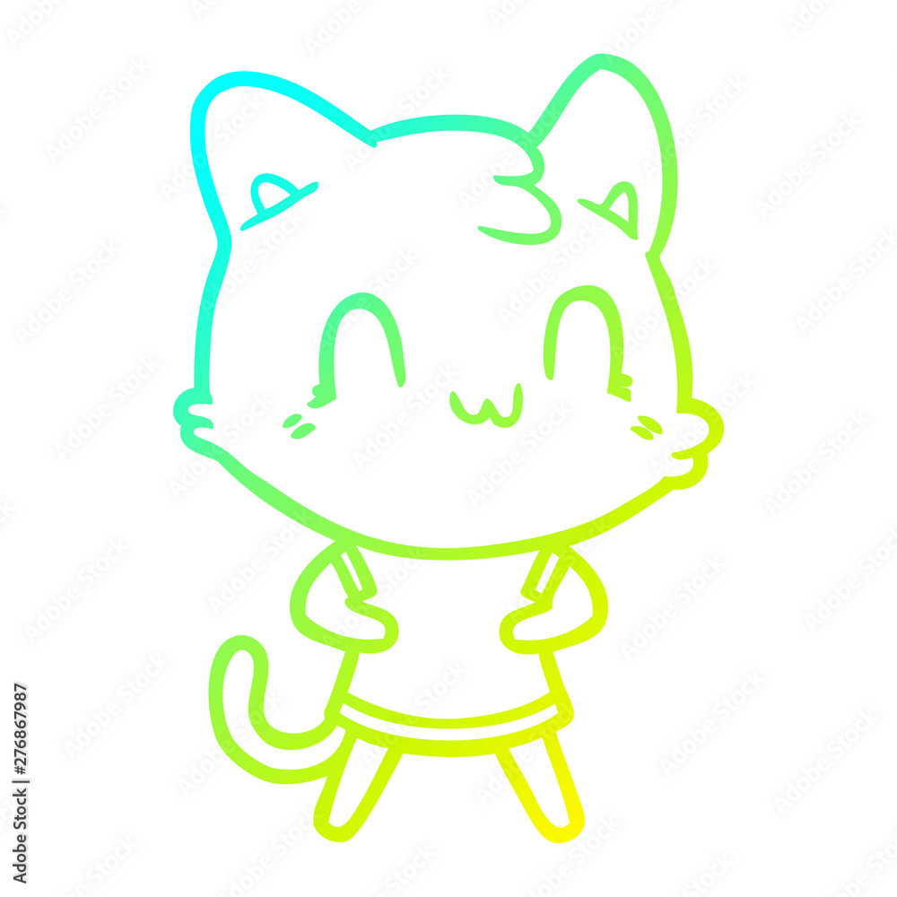 cold gradient line drawing cartoon happy cat cold gradient line drawing cartoon happy cat