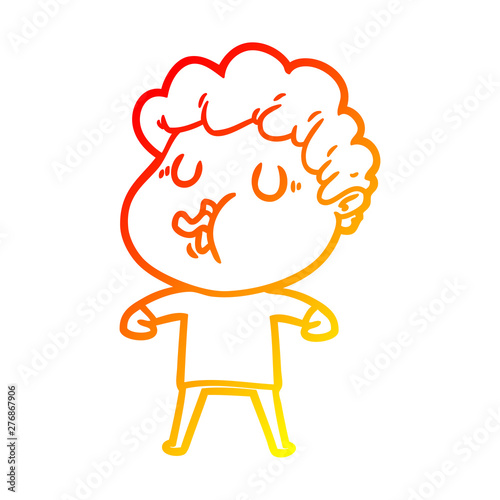 warm gradient line drawing cartoon man singing