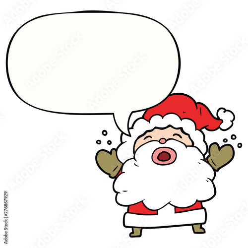 cartoon santa claus shouting in frustration and speech bubble